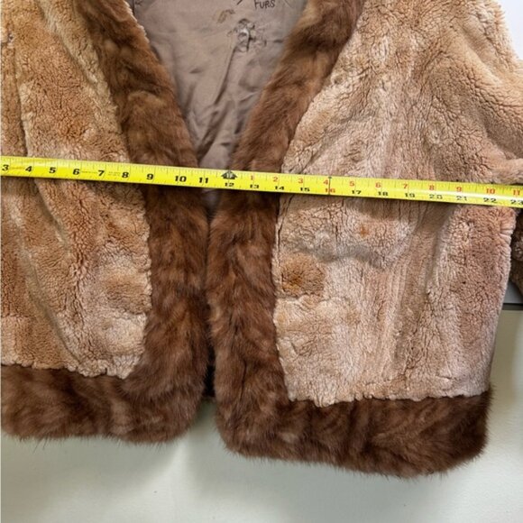 Creeds Vintage 70s Sheared Beaver Mink Cur Jacket Crop Short Soft Cape Wrap Coat - Picture 15 of 16